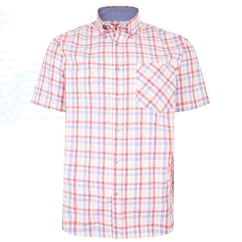 KAM Summer Check Shirt Pink